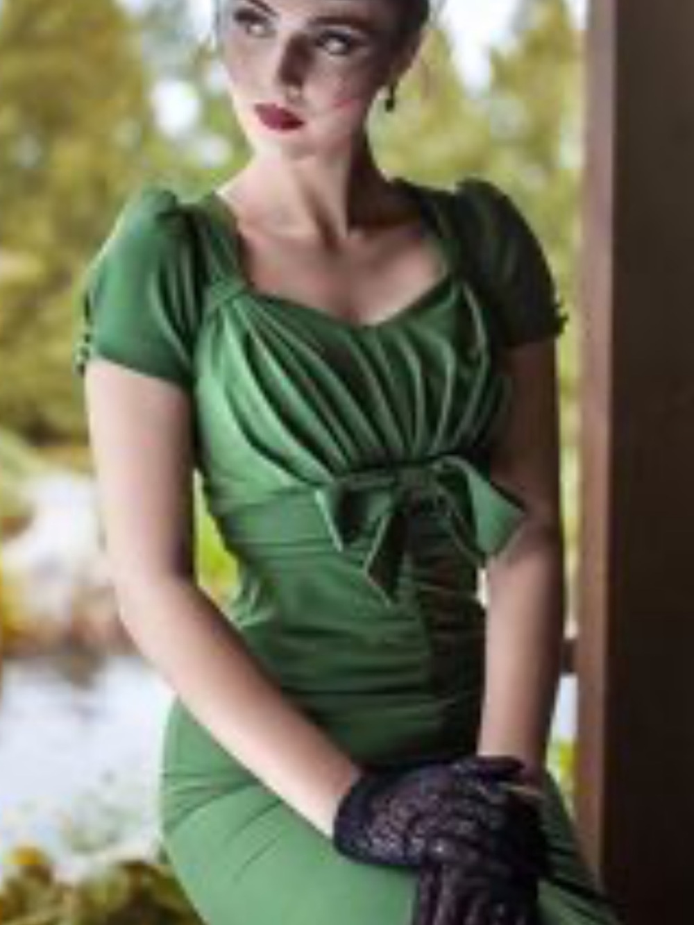 Stop Staring Olive Green Midi Dress with Front Bow